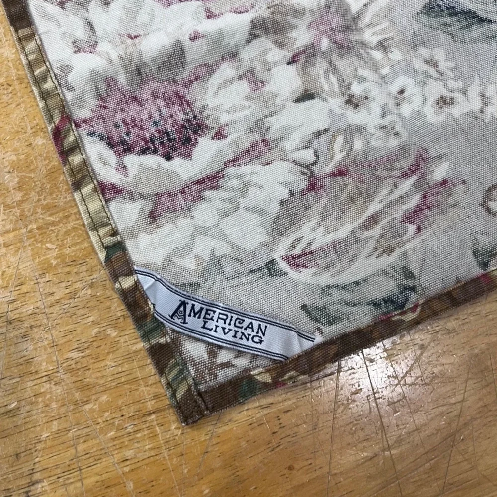 Vtg American Living Ralph Lauren Floral Brown Cloth Napkins Set of 4 19x18